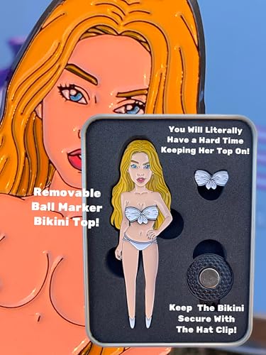 Sexy Golf Divot Tool with Removable Bikini Ball Marker – Magnetic Hat Clip & Gift Tin Included – Hottest Accessory on The Green - color: White