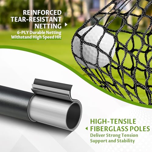 Golf Net, 11x8ft Golf Simulator Hitting Net with Impact Screen and Target Cloth, Heavy Duty Spacious Practice Cage for Drivingb bSwing, Home Backyard Garage Indoor Outdoor Use
