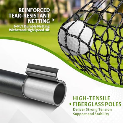 Golf Net, 11x8ft Golf Simulator Hitting Net with Impact Screen and Target Cloth, Heavy Duty Spacious Practice Cage for Drivingb bSwing, Home Backyard Garage Indoor Outdoor Use