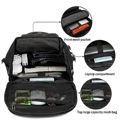 Solid color gym duffel bag backpack, wrestling bag,with shoe compartment, 4 kinds of back method waterproof travel sports walking laptop Lightweight (B-Black) - color: B-Black