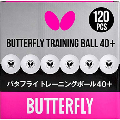 Butterfly 40+ Training Ball 40+ Ball Used for Training – Pack of 6 or Box of 120 White Training Balls – 40+ Training Balls are Comparable to a Three-Star Ball