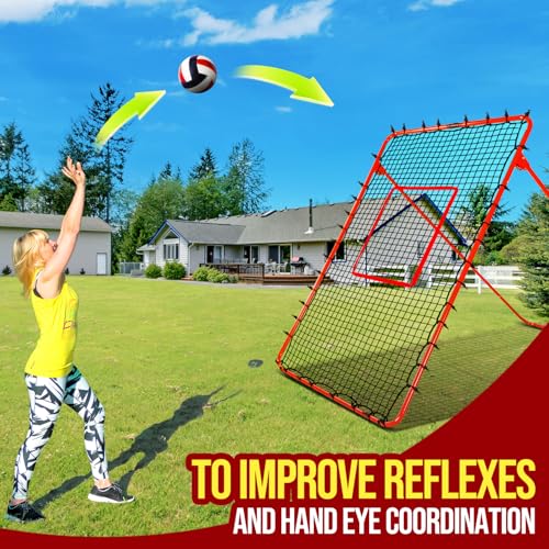7x4FT Volleyball Rebounder Net,Angle Adjustable Volleyballs Training Equipment For Hitting,Blocking,Serving,Setting, Easy Setup Volleyball Rebound Net, Portable Volley ball Trainer For Kids and Adults
