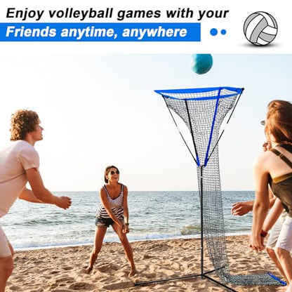 Meooeck 3 x 3 ft Volleyball Setter Trainer Net Volleyball Training Equipment Adjustable Angle, Ideal for Serving, Spiking, Setting, Suitable for Both Indoor and Outdoor Training Sessions