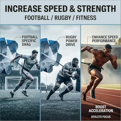 Football Kick Trainer Parachute Resistance with Adjustable Waist Strap for Youth Field, Backyard, Speed and Power Drills - color: Royal Blue
