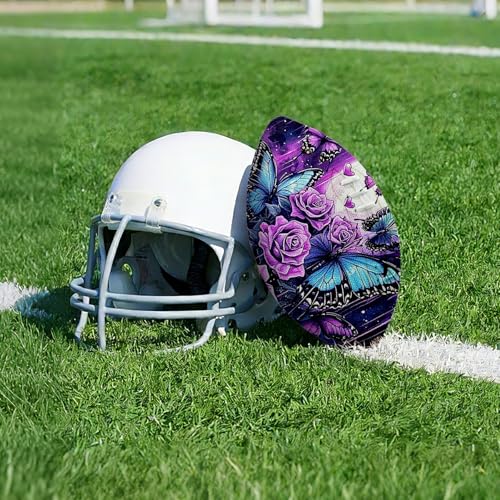 American Football, Official Size 11.9 x 7.3 Inch, Premium Composite Leather High-Grip Ball with Pro-Style Lacing, Unique Prints for Training, Games & Gifts - color: Purple Rose Moon