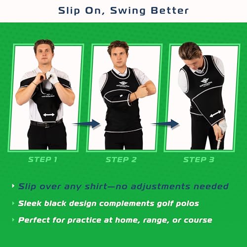 GOLF SWING SHIRT Trainer – Slip-On Training Aid for Swing Correction, Real-Time Feedback, Unisex, Black
