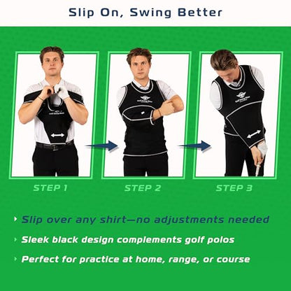 GOLF SWING SHIRT Trainer – Slip-On Training Aid for Swing Correction, Real-Time Feedback, Unisex, Black