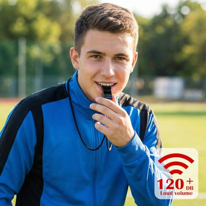 60 Pcs Whistles Bulk, Outdoor Sports Whistles with Lanyard Loud Crisp Sound Whistle for Coach Referees Training Emergency (Black, Blue, Red)
