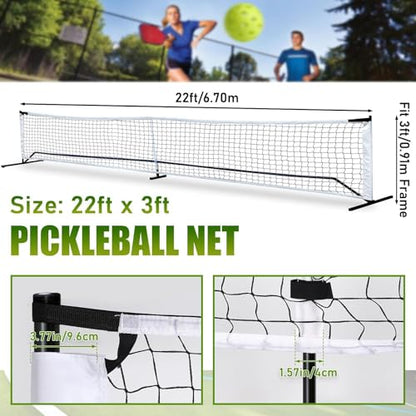 22ft Pickleball Net Pickle Ball Trainer Multifunctional Heavy Duty Training Netting Pickle Ball Net for Lawn Indoor Training