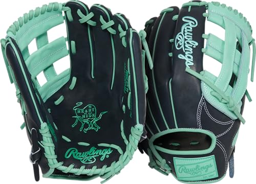 Rawlings | Heart of THE Hide Baseball Glove | Traditional Break-in | Sizes 11.25" - 12.75" | Multiple Styles - color: Black / Mint | Pro H Web, size: 12.75"