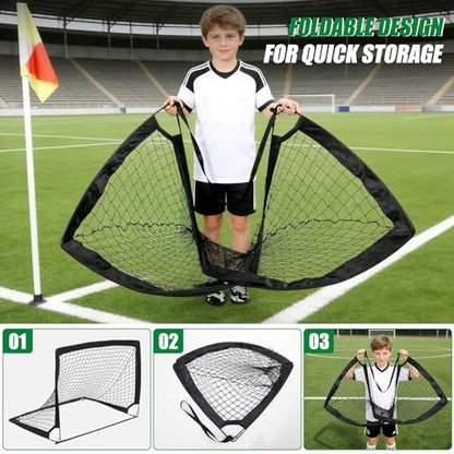 1 Pack 4’ x 3’ Portable Soccer Goals for Backyard, Indoor & Outdoor Pop Up Soccer Goals, Black