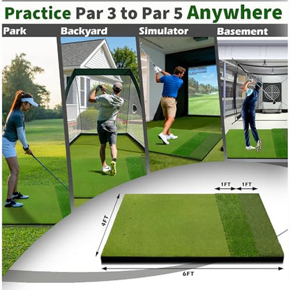 Fanshaw Premium Dual-Turf Golf Mat: 5x4ft 40MM-50MM Thickened for Backyard, Driving Range, Indoor & Outdoor Practice Hitting, Swing & Chipping, Ideal Gifts for Men Dad