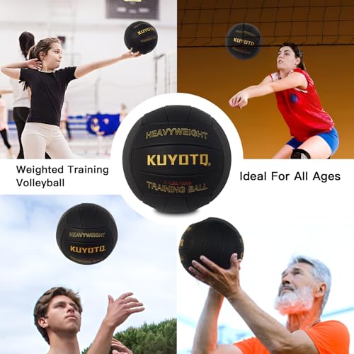 KUYOTQ 1.1 LBS Official Size 5 Soft Composite Leather Weighted Heavy Volleyball Serve Trainer Setter Volleyball (Deflated)