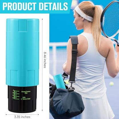 Soulchen Tennis Ball Pressurizer - Tennis Ball Storage Canister Holds 3 Balls Under 14 Psi Pressure, Reusable Stuff for Bounce Retention, Lightweight & Durable - color: Light Blue