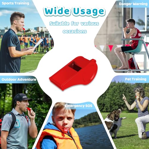 Mototo 50 PCS Plastic Whistle for Coach with Lanyard Loud Crisp Sound Red Sports Referee Whistle Bulk for Adults Coaches Referees Teachers Officials Polices Emergency Dog Training Lifeguard - color: Red