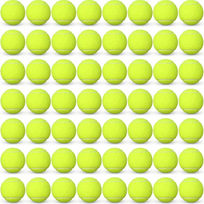 Vinsot 48 Pcs Standard Pressure Tennis Balls Bulk, Training Tennis Balls Practice for Player Beginner Training Sports Ball, 2.5 Inch - color: yellow