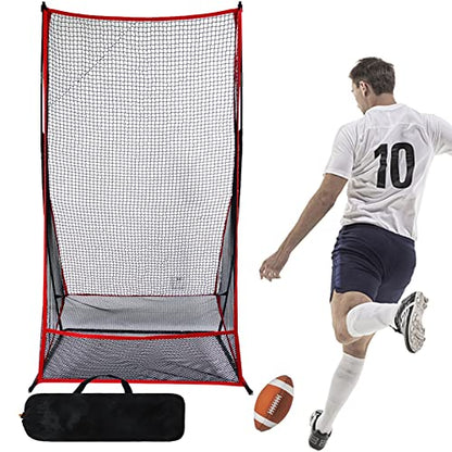 Football Kicking Cage - Portable Football Punting Practice Net with 3 Target Cloth - 3x6FT Sports Field Training Set for Youth Kickers & Adults