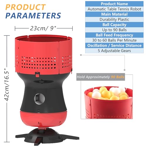 Table Tennis Ball Trainer,w/Removable Ball Storage,Automatic Ping Pong Robot Launcher,Stable Performance,for Beginners and Enthusiasts 100Balls