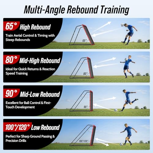 Haokelball 6 x 4 FT Soccer Goal for Backyard, 2-in-1 Metal Soccer Goal with Adjustable Rebounder Net, Heavy-Duty Steel Frame, Includes Agility Ladder & Cones, Soccer Training Equipment for Kids Teens