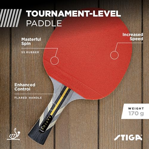 STIGA Pro Carbon + Raptor Performance-Level Table Tennis Rackets with Carbon Technology for Tournament Play - 7-ply Blade with Flared Handles - 2mm Sponge for Enhanced Control and Speed