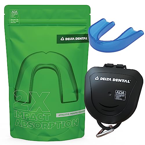 Delta Dental Athletic Sports Mouth Guard - ADA Accepted - 2X The Impact Absorption - Works with Braces 1 Pack No Strap (Adult, Blue No Strap) - color: Blue, size: Adult