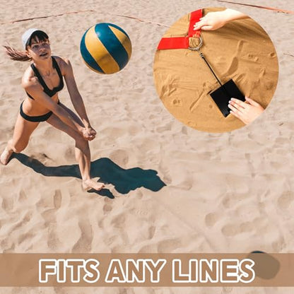 4 Pcs Beach Volleyball Sand Anchors 4 Inch Heavy Duty Plastic Boards with Elastic Thick Cord for Beach Volleyball Boundary Lines, with S - Hooks