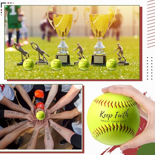 Soulchen 24 Pack Sports Softball Motivational Fastpitch Softball Practice Official Size and Weight Balls Leather Covered Training Ball for Youth Beginner Players Games Practice