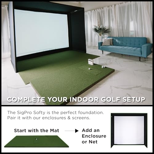 The Indoor Golf Shop SIGPRO Softy Golf Mat - Professional-Grade Practice Mat - Realistic Fairway Feel - Real Tee Capable, Replaceable Hitting Strip, Thick Cushioning & Joint-Friendly Design - size: 4' x 7'
