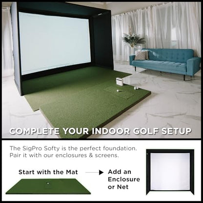 The Indoor Golf Shop SIGPRO Softy Golf Mat - Professional-Grade Practice Mat - Realistic Fairway Feel - Real Tee Capable, Replaceable Hitting Strip, Thick Cushioning & Joint-Friendly Design - size: 4' x 7'