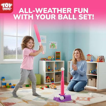 TOY Life T Ball Set for Kids 3-5 5-8, Toddler Baseball Set for Girls, T Ball Stand Sets, Tball Bating Tee Outdoor Indoor Toys for Toddler Girls - style: Tee, Bat & 6 Balls