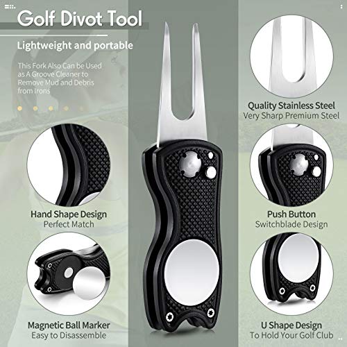 Skylety 6 Packs Golf Repair Tool Stainless Steel Foldable Golf Divot Tool Magnetic Button Ball Marker - color: Mixed Colors