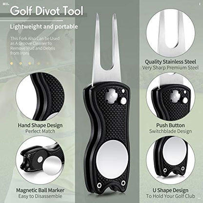 Skylety 6 Packs Golf Repair Tool Stainless Steel Foldable Golf Divot Tool Magnetic Button Ball Marker - color: Mixed Colors