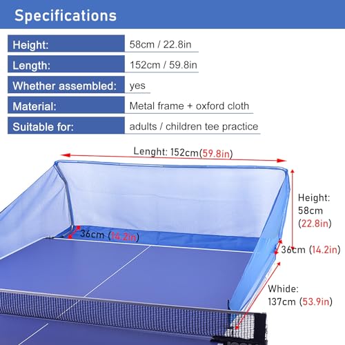 Table Tennis Ball Catch Net Table Tennis Catch Net-Attaches to Ping Pong Table, Practice Net for Ball Collection During Table Tennis Robot, Serve or Multi-Ball Training