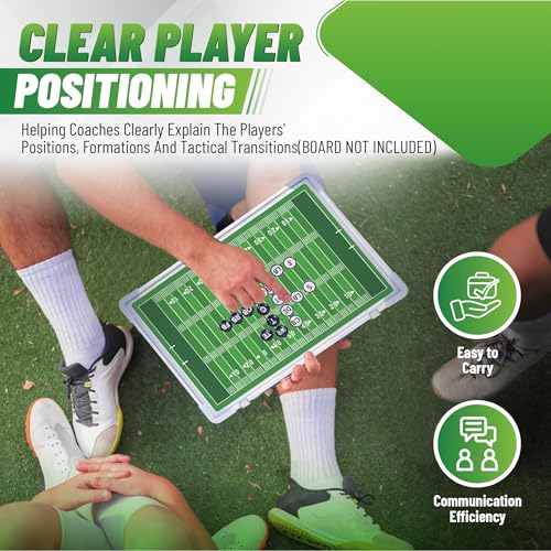 ZPU 36 Picese Football Board Magnets, Football Magnets Set with 2 Dry Erase Black Marker Pens, 2 Red Marker Pens, 1 Storage Bag, Tactics Strategy Board Coaches Clipboard Accessories - style: Football-New