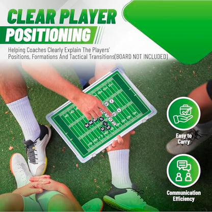 ZPU 36 Picese Football Board Magnets, Football Magnets Set with 2 Dry Erase Black Marker Pens, 2 Red Marker Pens, 1 Storage Bag, Tactics Strategy Board Coaches Clipboard Accessories - style: Football-New