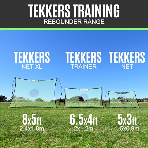 QuickPlay Tekkers Trainer 6.5x4ft Soccer Rebounder Net - Dual Net Soccer Trainer for Backyard Training - Portable Soccer Rebounder for Passing, First Touch & Control