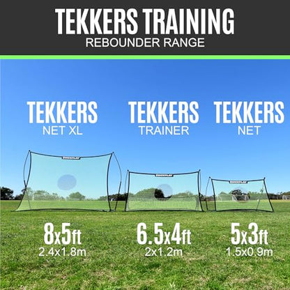 QuickPlay Tekkers Trainer 6.5x4ft Soccer Rebounder Net - Dual Net Soccer Trainer for Backyard Training - Portable Soccer Rebounder for Passing, First Touch & Control