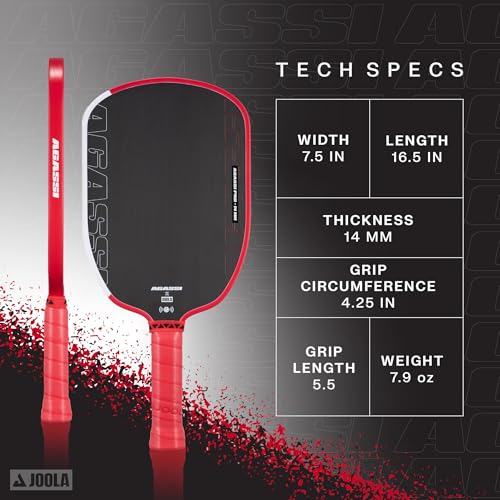 JOOLA Agassi PRO IV 14mm Pickleball Paddle w/Extended Sweet Spot - Carbon Fiber Surface Increases Spin & Control - SK Film for Power & Larger Sweet spot - UPA-A Certified - USAP Approved - NFC Chip - color: Single | 14mm Carbon | Agassi Pro