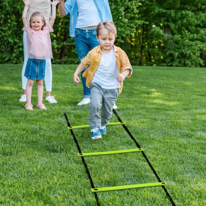 GHB Pro Agility Ladder 2 Pack Agility Training Ladder Speed 12 Rung 20ft with Carrying Bag (Yellow and Green)