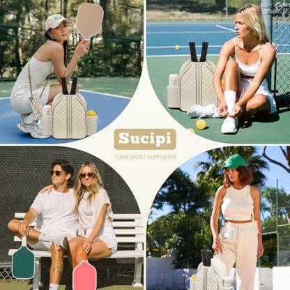 Pickleball Bags for Women Lightweight Crossbody and Stylish Quilted Pickleball Paddle Sling Bag Backpack - color: Beige, size: Large