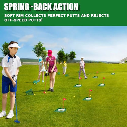 Lenwen Indoor Mini Golf Putting Set for Kids & Family Include 2 Adjustable Golf Putter for Right or Left Handed Players 10 Practice Balls 6 Putting Cup with Flags for Backyard Office Fun Game & Gift