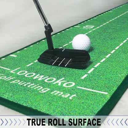 Loowoko Indoor Putting Green with Ball Return, Golf Practice Training Equipment Putting Mat for Home Office, 2025