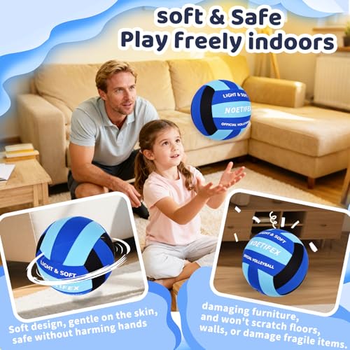 Soft Volleyball-Super Soft Fabric Light Volleyball for Indoor Practice Safe and Quiet Kids Youth Beginners House Yard Training Practice Games(Deflated)