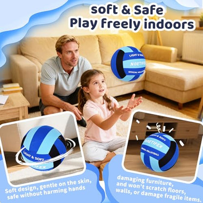 Soft Volleyball-Super Soft Fabric Light Volleyball for Indoor Practice Safe and Quiet Kids Youth Beginners House Yard Training Practice Games(Deflated)