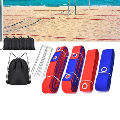 Boundary Lines Kit for Beach Volleyball 52.5 Ft and 26.2 Ft with Sand Bags - color: Blue