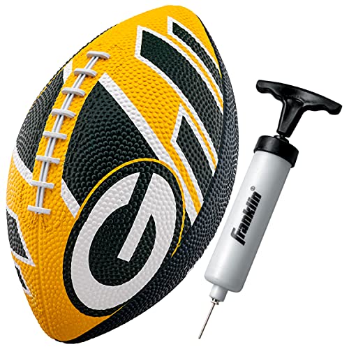 Franklin Sports NFL Team Footballs - Rubber Youth Mini Balls for All Teams - Kids 8.5" Football + Air Pump Sets - Official NFL Licensed - style: Green Bay Packers