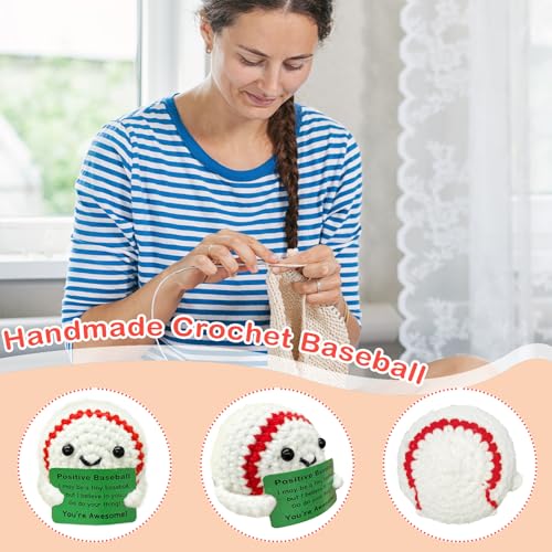 Funny Crochet Mini Baseball Gift for Baseball Lovers,Birthday Gifts for Men Women Baseballs Players Emotional Support Crochet - color: Baseball