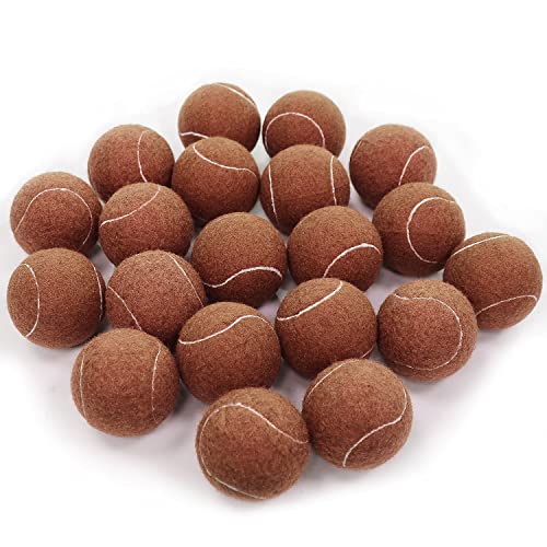 URBEST Advanced Tennis Ball 20 Packs, Training Tennis Balls Practice Balls for Novice Player, Pet Dog Playing Balls with Mesh Carry Bag for Beginner Training Ball - color: Brown