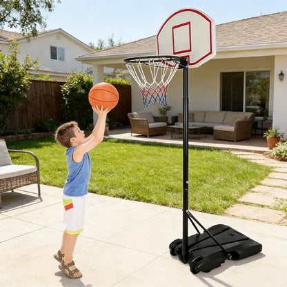 ZENY Portable Basketball Hoop Outdoor, Adjustable Basketball Goal 5.4-7Ft, Basket Ball Hoop for Kids, Youth, Driveway Backyard Hoop with PC Backboard