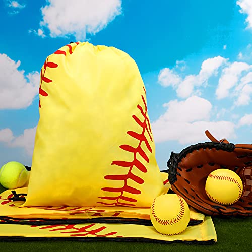 Shappy 12 Pcs 17 Inch Softball Style Drawstring Bag Sports Ball Backpack Drawstring Sack Cinch Bags for Team Gift Party Favors - style: Softball Style